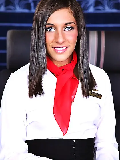 Mischa Brooks kneels before her hung lover and slurps on his big