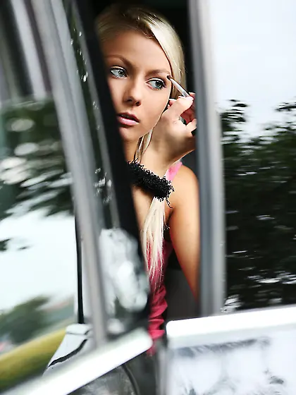 Blonde smoking teen takes