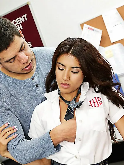 Latina Ava Mendes looks hot in her schoolgirl uniform even to he