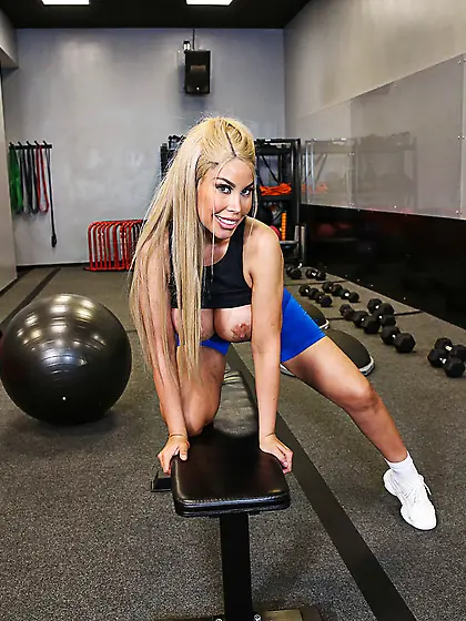 Sporty blonde latina Bridgette B gets fucked through the hole in