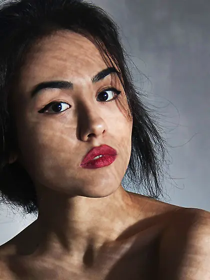 Asian teen black hair