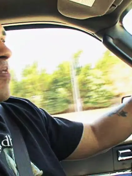 Blonde model picked street