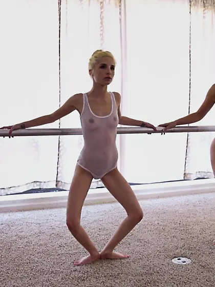 Horny trainer is ready to screw two petite...