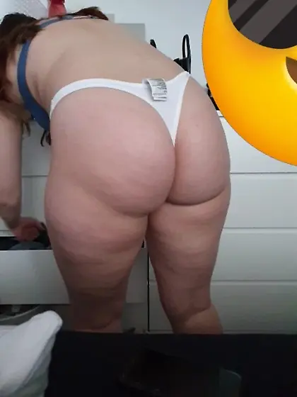 Spy pic--huge peach in a white thong