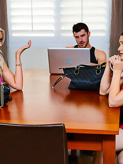 Slutty blonde cock sucker Gigi Allens is on her knees in the off