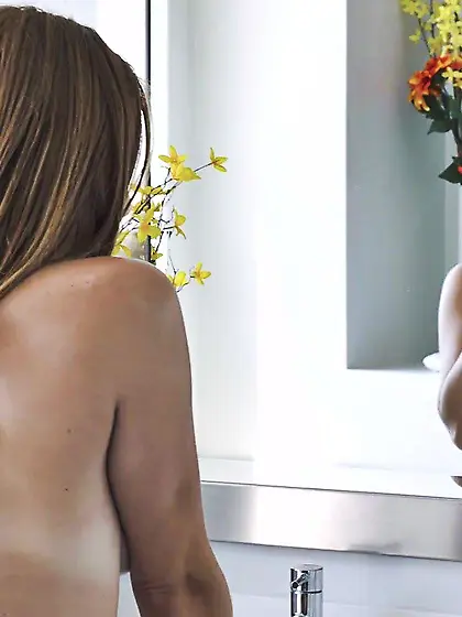 Fingers and cock fill gal's lower holes