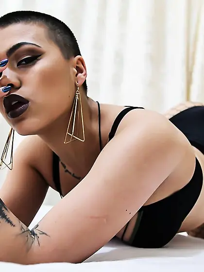 White teen black hair