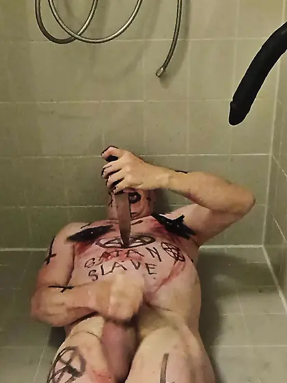 Satan Slave Cuts Open His Own Nipples