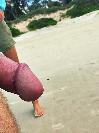 Public erection flasher exhibitionist beach cfnm