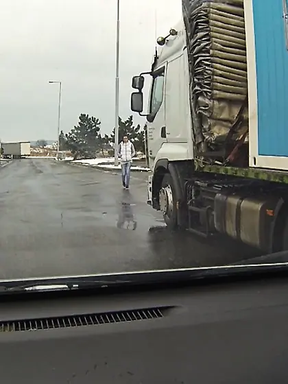 Ponytailed brunette black stockings