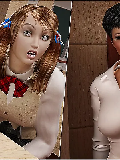 Young babes pigtails splashed