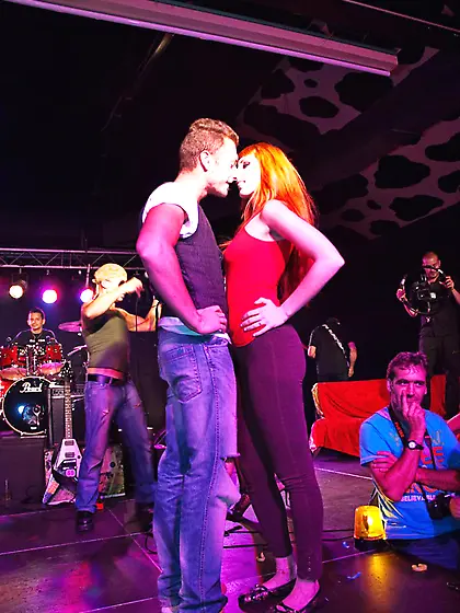 Long haired redhead Diana Dean sucks cock and gets fucked doggy