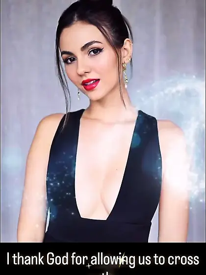 Victoria Justice in black