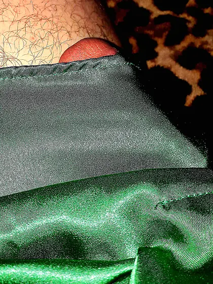Me,  green satin boxers