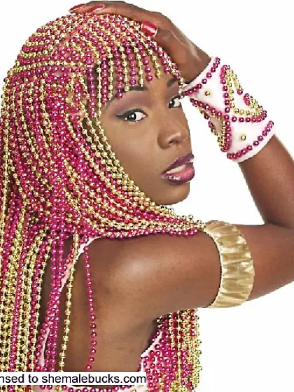 Black Tranny In Thong Spreading Legs & Jerking