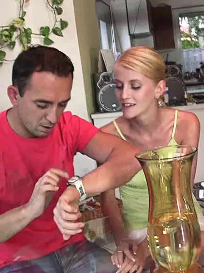 Blonde mom sharing precious