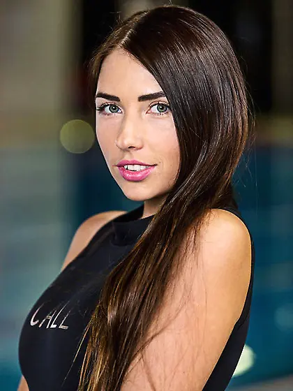 Beautiful brunette takes off swimwear and reveals sexy body by t