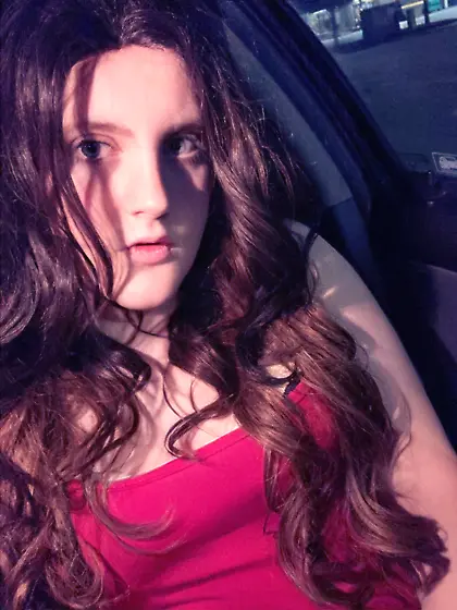 Pretty Sissy Crossdresser in Red Croptop