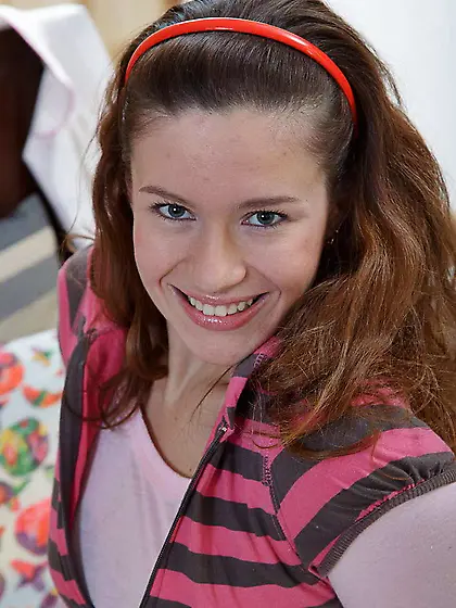 Russian slut Emuna takes checkered skirt off and gets fucked by