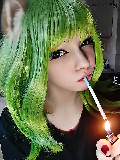 Green Egirl Smoking