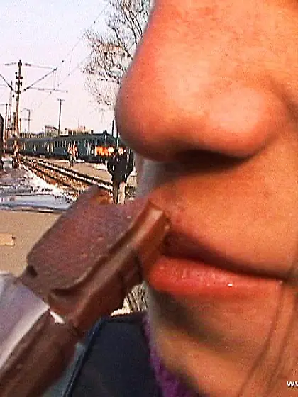 Juicy chick is flashing her naked body outdoors and torturing he