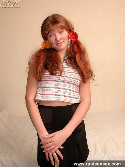 Russian teen redhead masturbates with dildo