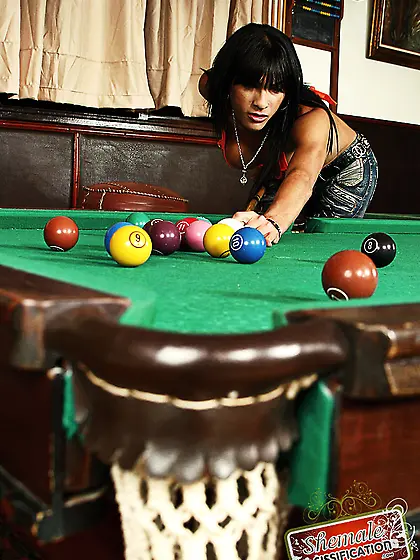 TS fucking sissy dude on a pool table