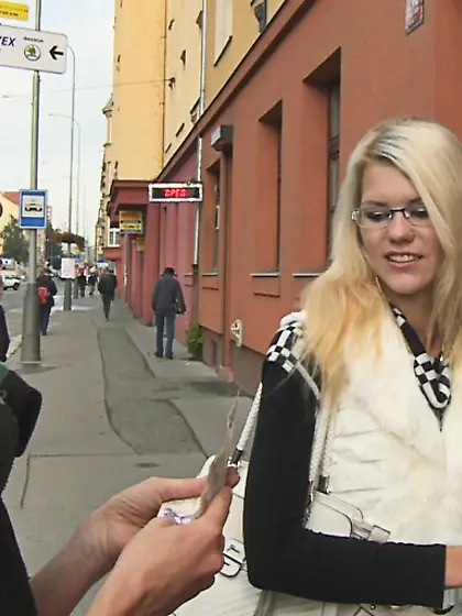 Handsome guy plump blonde