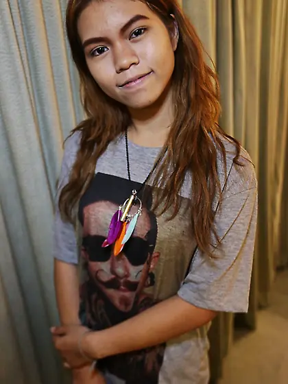 Sexually attractive Eastern love looks cute with clothes on and