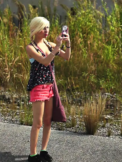 Blonde teen plaits bound