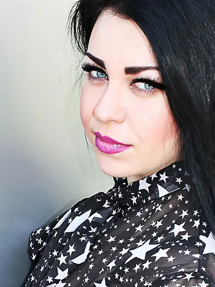 White girl with black hair and big tits