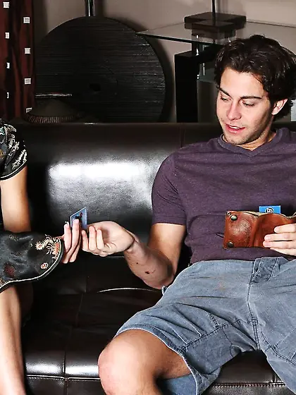 The beautiful Asian teaser Jayden Lee wanking off and swallowing