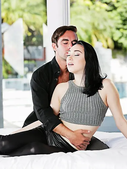 Angelic brunette grey wool