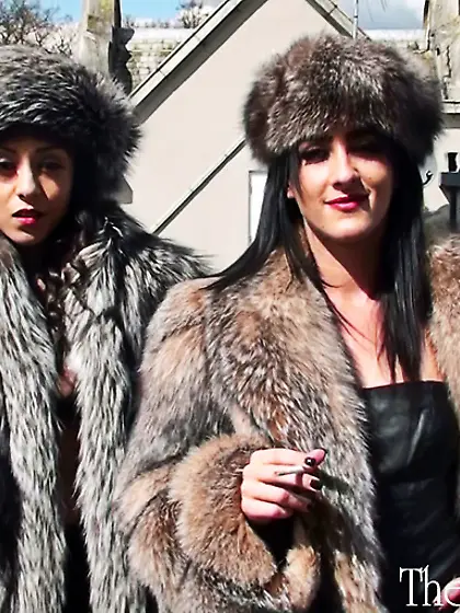 Hot chicks in silver fox coats and hats