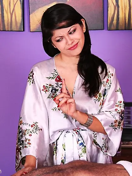 First-class brunette white silk