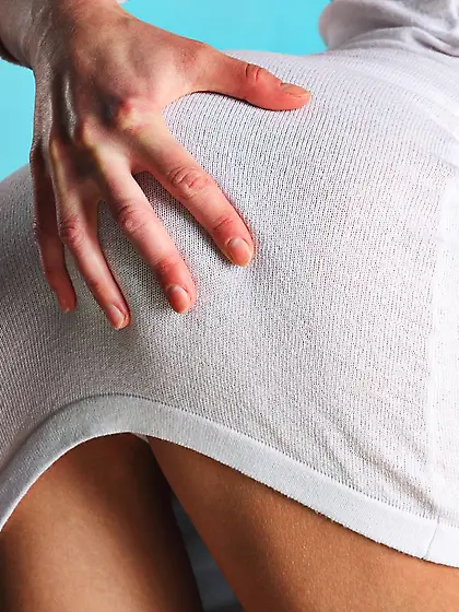 Lusty teen brunette Angellina Sapphic approaches nude pussy to c