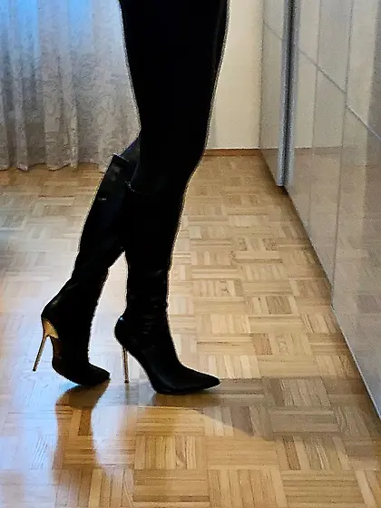 Spanx & silver heel boots