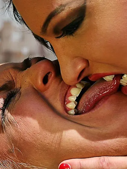 Blonde babe gets dominated by her brunette mistress. She gets fis