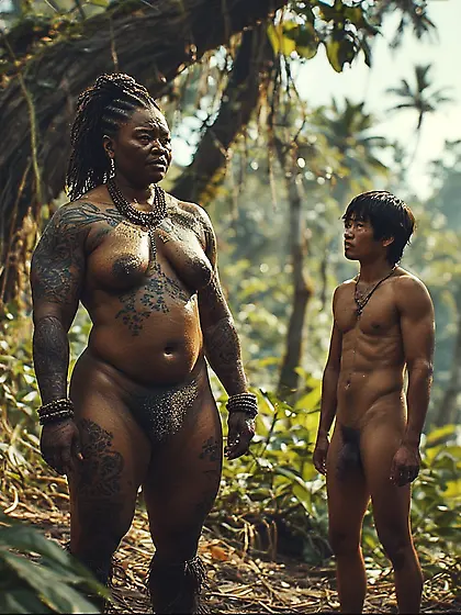 Young Asian Boy ends up with African Warrior