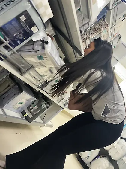 Hot Brunette Spandex Goddess Bent Over