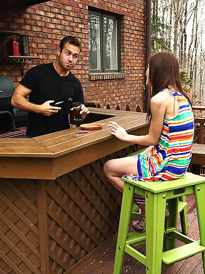 Slim body with shaved pussy of luscious Emma Stoned is fucked in