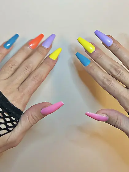 Short Skirt and Sexy long Nails