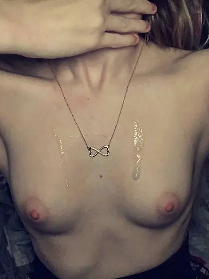 Young teen spits on tits & chokes herself