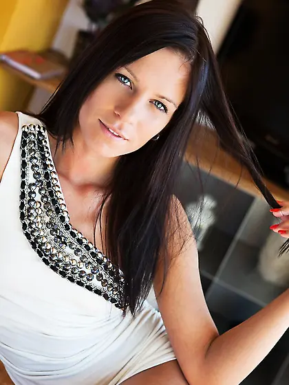 Leony April takes her little black thongs off and shows us her h