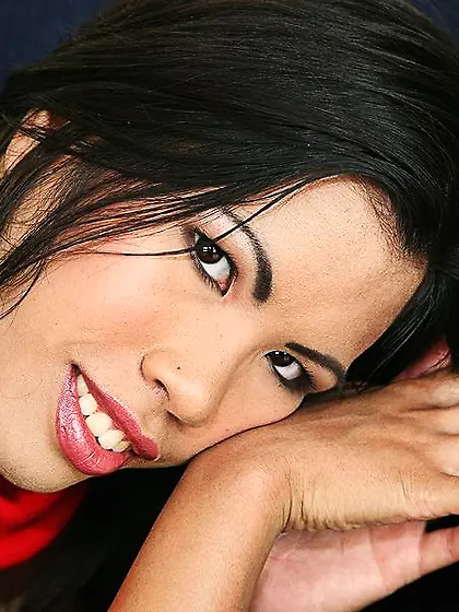 Sultry Asia Deville with tight holes takes off her red undies an