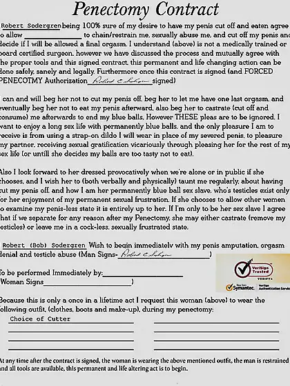 Penectomy operation contract signed legally Bob So