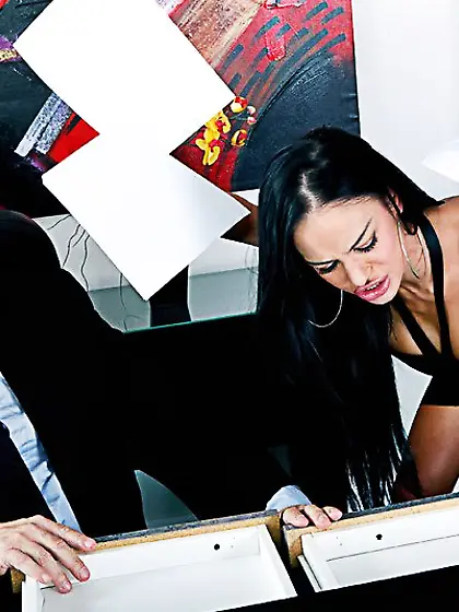 Amazing busty Angelina Valentine is spreading her legs in the of