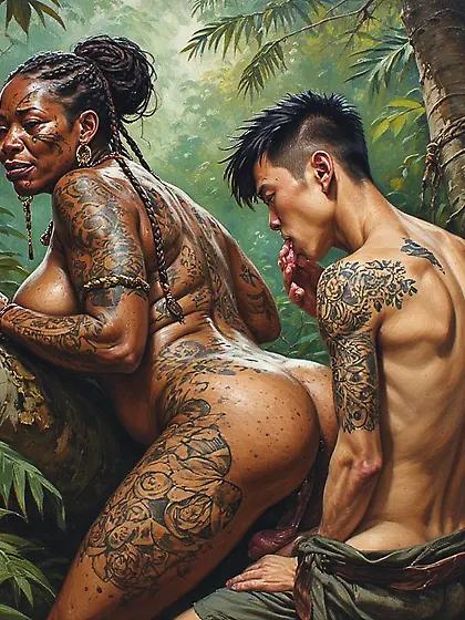 Young Asian Boy ends up with African Warrior