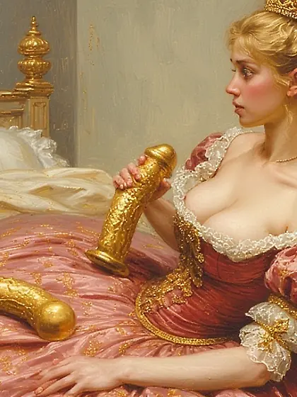 Discovering the queen's golden dildos