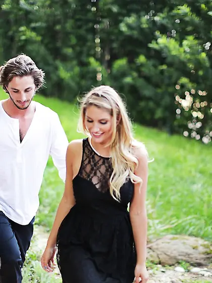 First-class blonde black dress